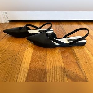 Worn once. Franco Sarto Canary Pointed Toe Flat in Black Leather.